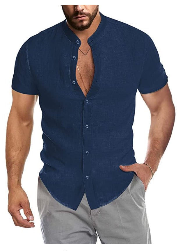 Linen Blend Short Sleeve Shirt - Cafe y Calle