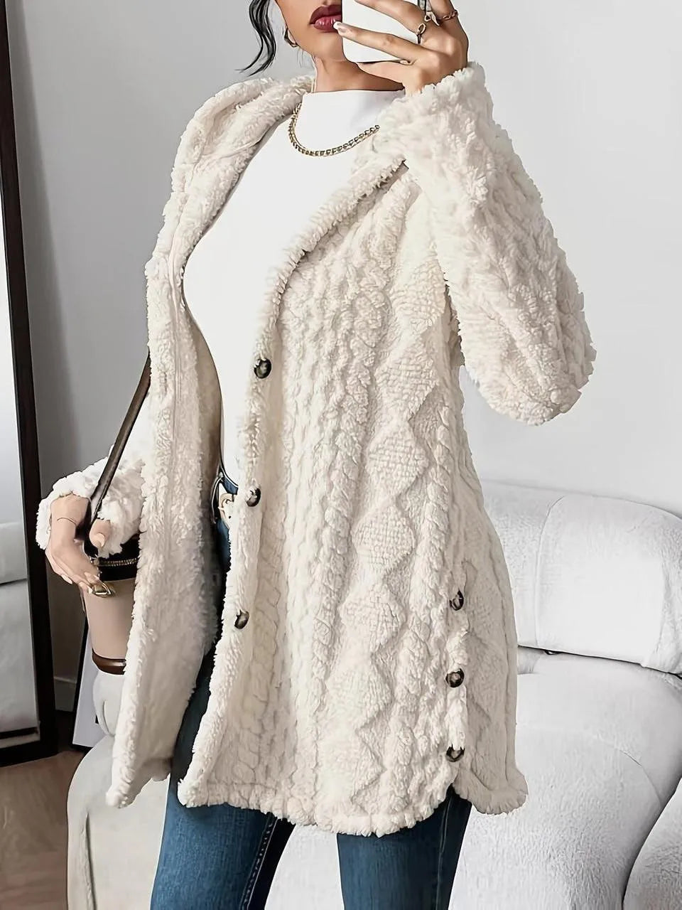 CYC Plush Hooded Cardigan