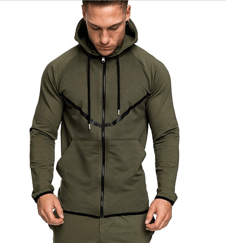 Casual Sporty Zip - Up Hoodie - Cafe y Calle