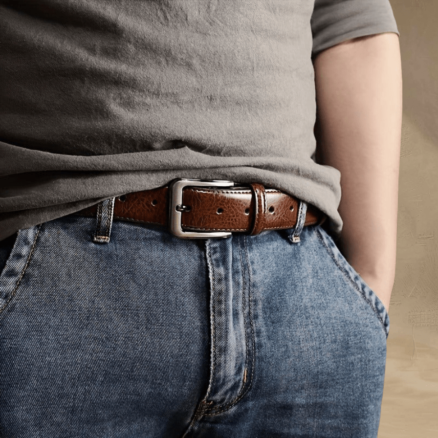 Set of 2 Retro Leather Belts with Pin Buckle - Cafe y Calle