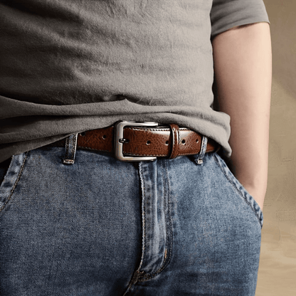 Set of 2 Retro Leather Belts with Pin Buckle - Cafe y Calle