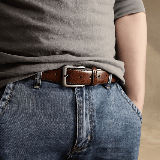 Set of 2 Retro Leather Belts with Pin Buckle - Cafe y Calle