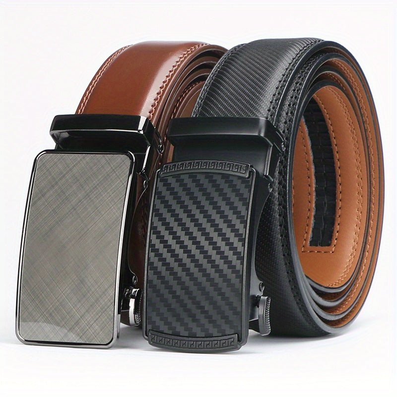 2 - Pack Men's Genuine Leather Ratchet Belt - Cafe y Calle