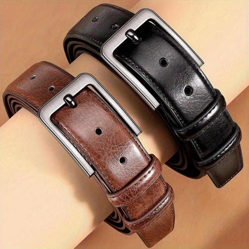 Set of 2 Retro Leather Belts with Pin Buckle - Cafe y Calle