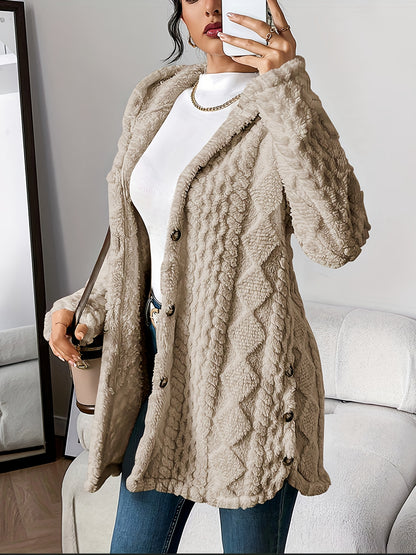 CYC Plush Jacquard Hooded Cardigan Coat