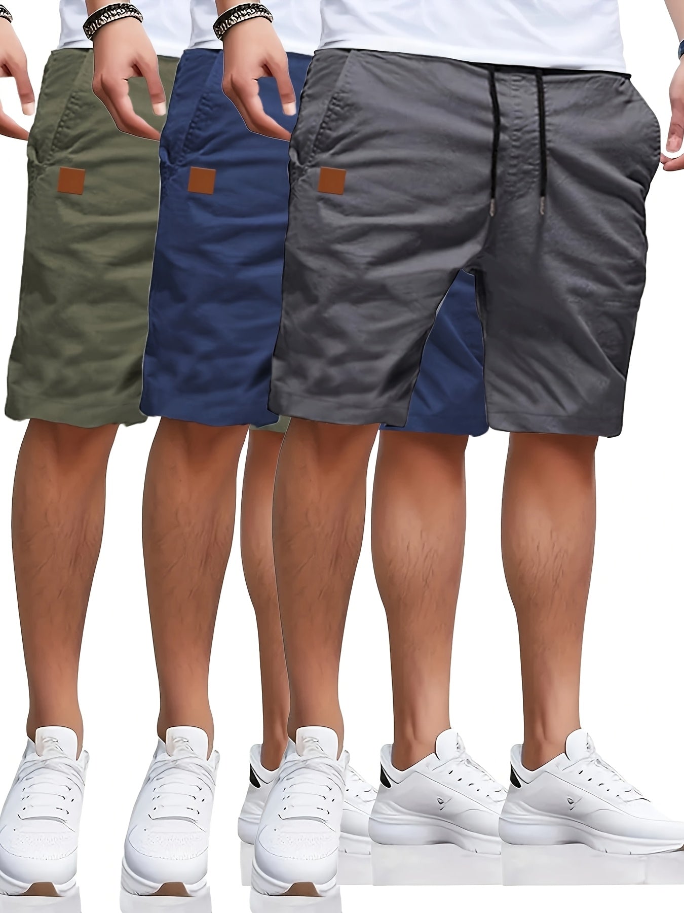 3 Solid Color Casual Shorts Set - Cafe y Calle