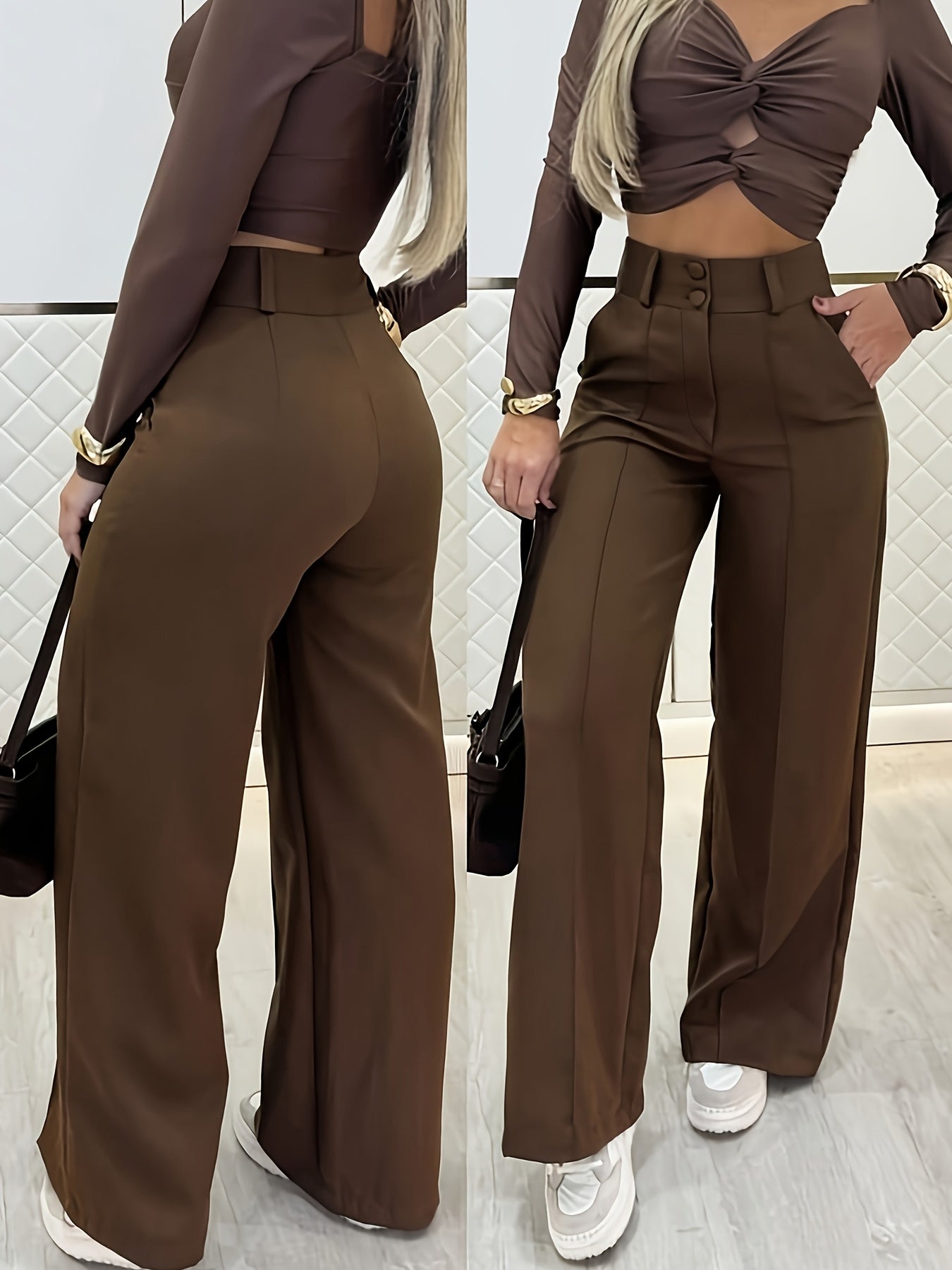 CYC Elegant Double-Breasted Wide-Leg Pants