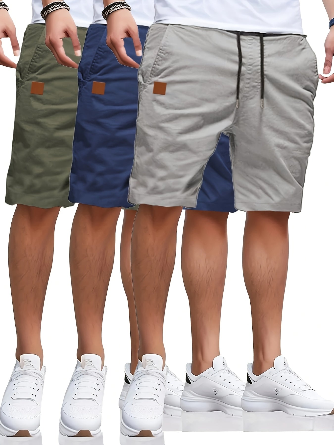 3 Solid Color Casual Shorts Set - Cafe y Calle