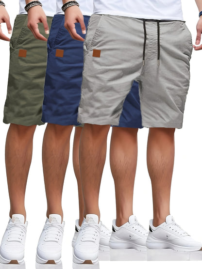 3 Solid Color Casual Shorts Set - Cafe y Calle