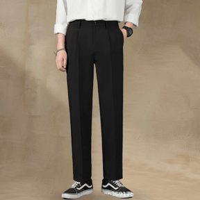 Elegant Pleated Straight - Leg Pants - Cafe y Calle