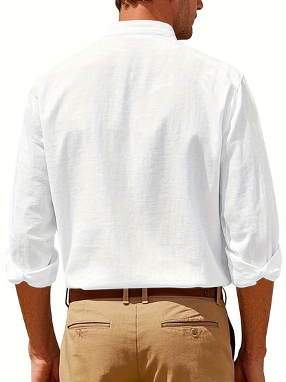 Premium Linen Henley Shirt - Cafe y Calle