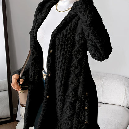 CYC Plush Jacquard Hooded Cardigan Coat
