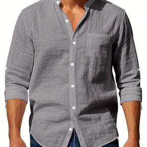 Premium Linen Henley Shirt - Cafe y Calle