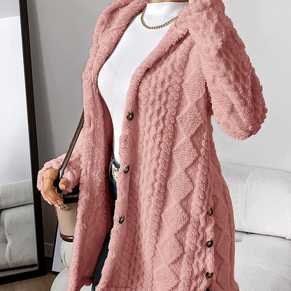 CYC Plush Jacquard Hooded Cardigan Coat