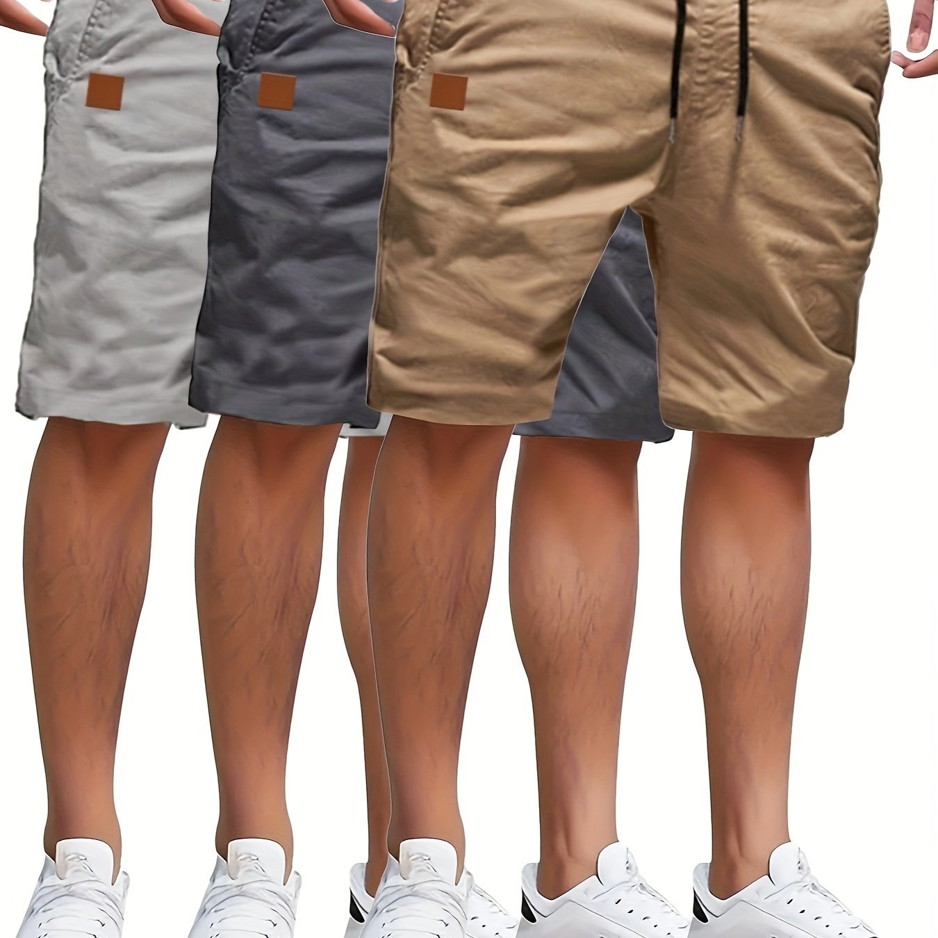 3 Solid Color Casual Shorts Set - Cafe y Calle
