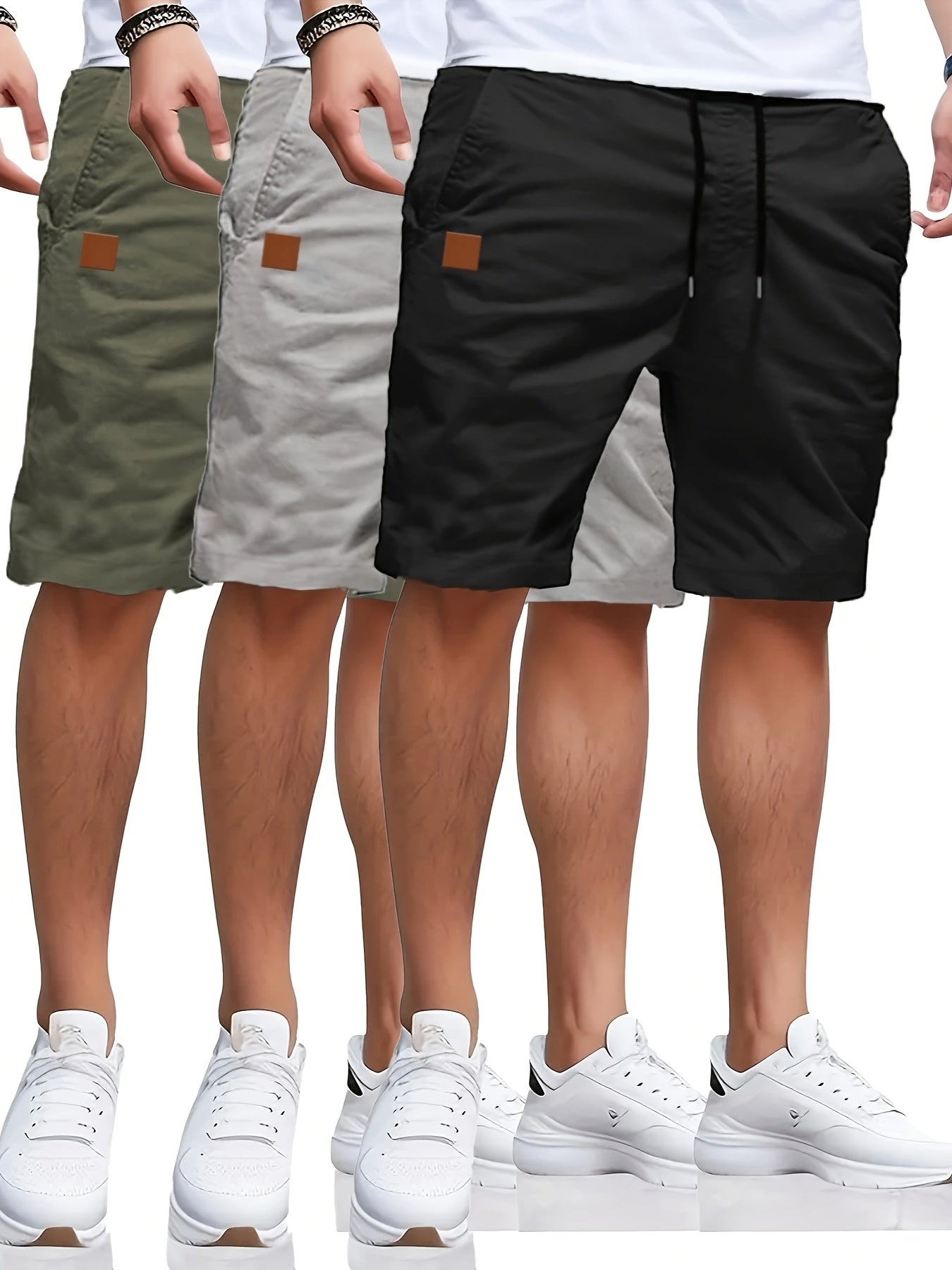 3 Solid Color Casual Shorts Set - Cafe y Calle