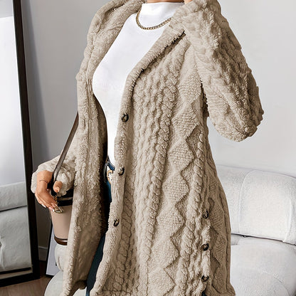 CYC Plush Jacquard Hooded Cardigan Coat