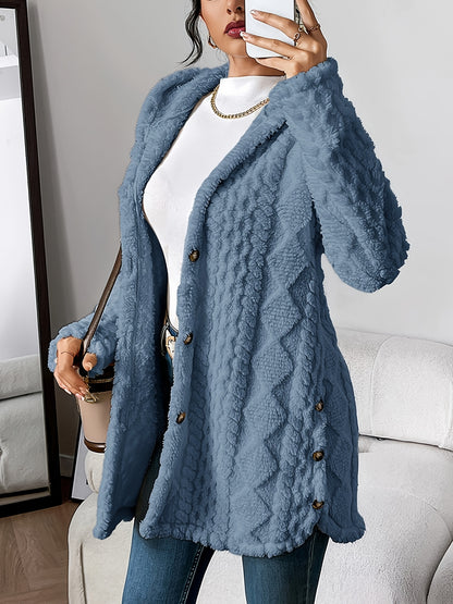CYC Plush Jacquard Hooded Cardigan Coat