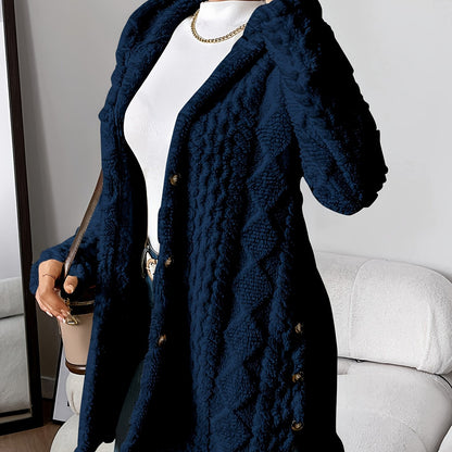 CYC Plush Jacquard Hooded Cardigan Coat