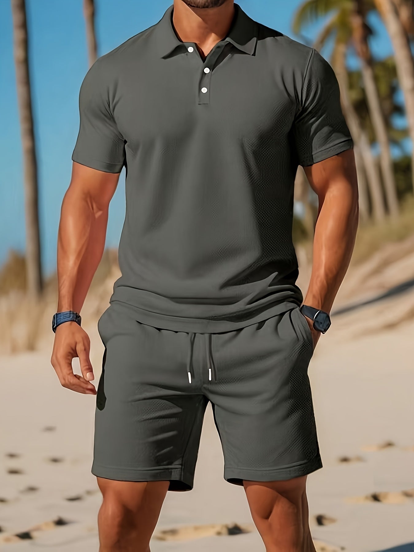 Casual Polo and Shorts Set - Cafe y Calle