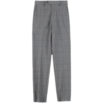 Slim Fit British - Style Plaid Dress Pants - Cafe y Calle