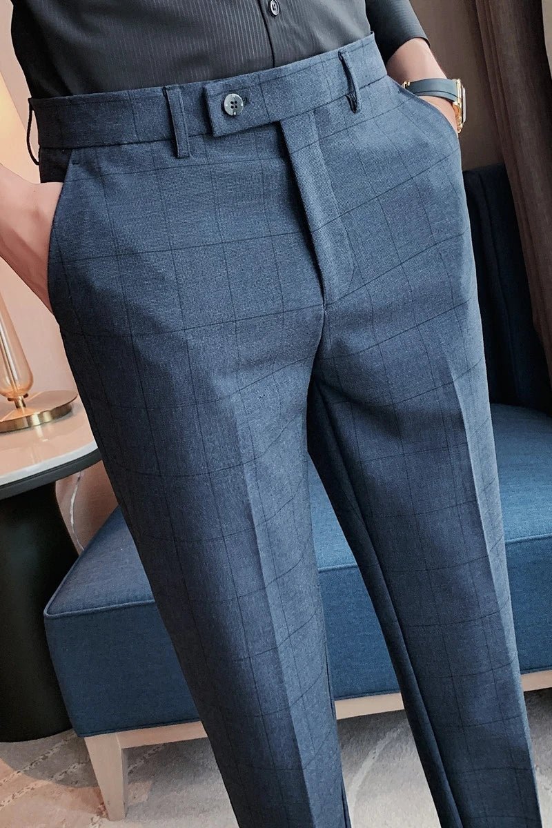 Slim Fit British - Style Plaid Dress Pants - Cafe y Calle