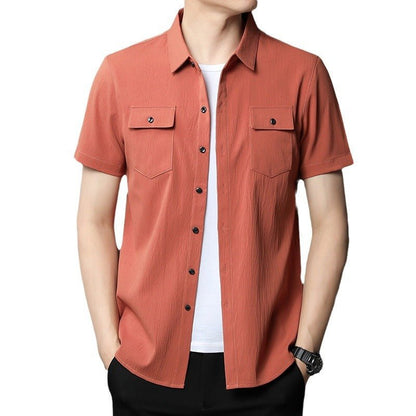 Solid Color Short Sleeve Shirt - Cafe y Calle