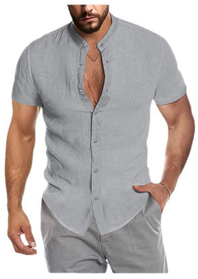 Linen Blend Short Sleeve Shirt - Cafe y Calle