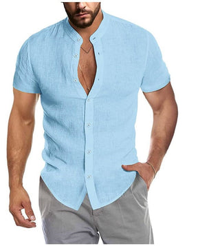 Linen Blend Short Sleeve Shirt - Cafe y Calle