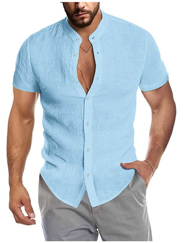 Linen Blend Short Sleeve Shirt - Cafe y Calle