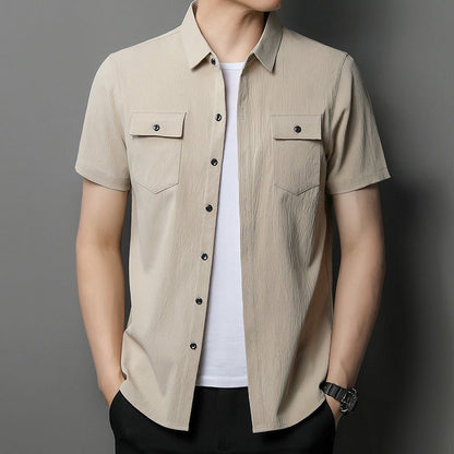 Solid Color Short Sleeve Shirt - Cafe y Calle