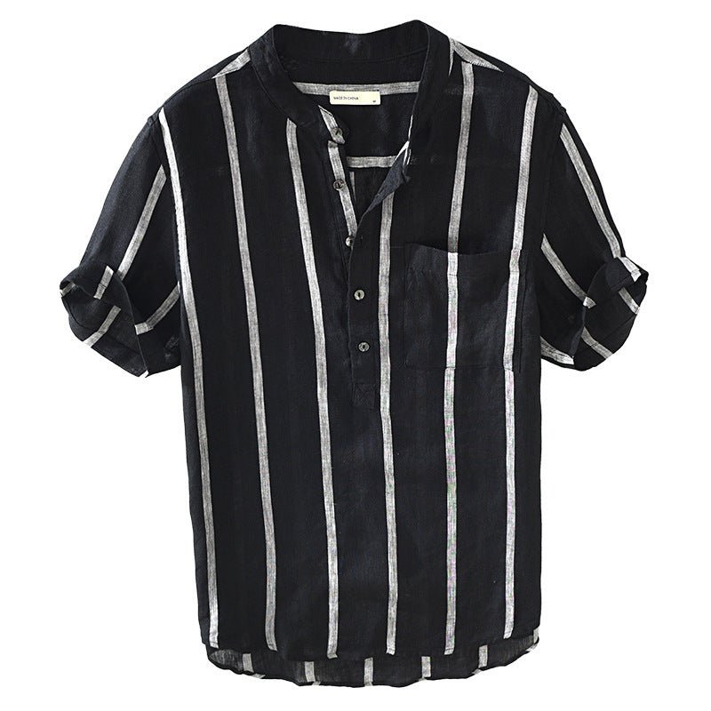 Summer Striped Short - Sleeved Shirt - Cafe y Calle