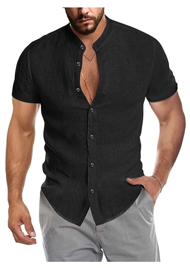 Linen Blend Short Sleeve Shirt - Cafe y Calle