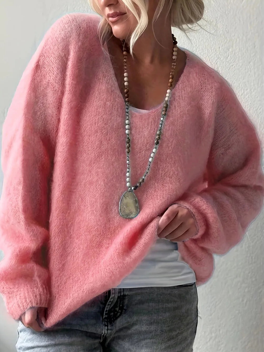 CYC Soft V-Neck Fluffy Sweater
