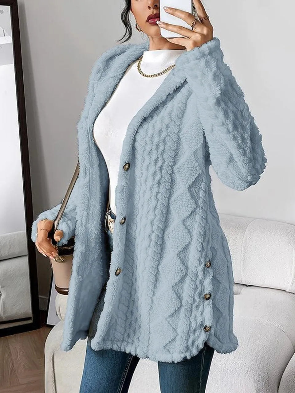 CYC Plush Hooded Cardigan