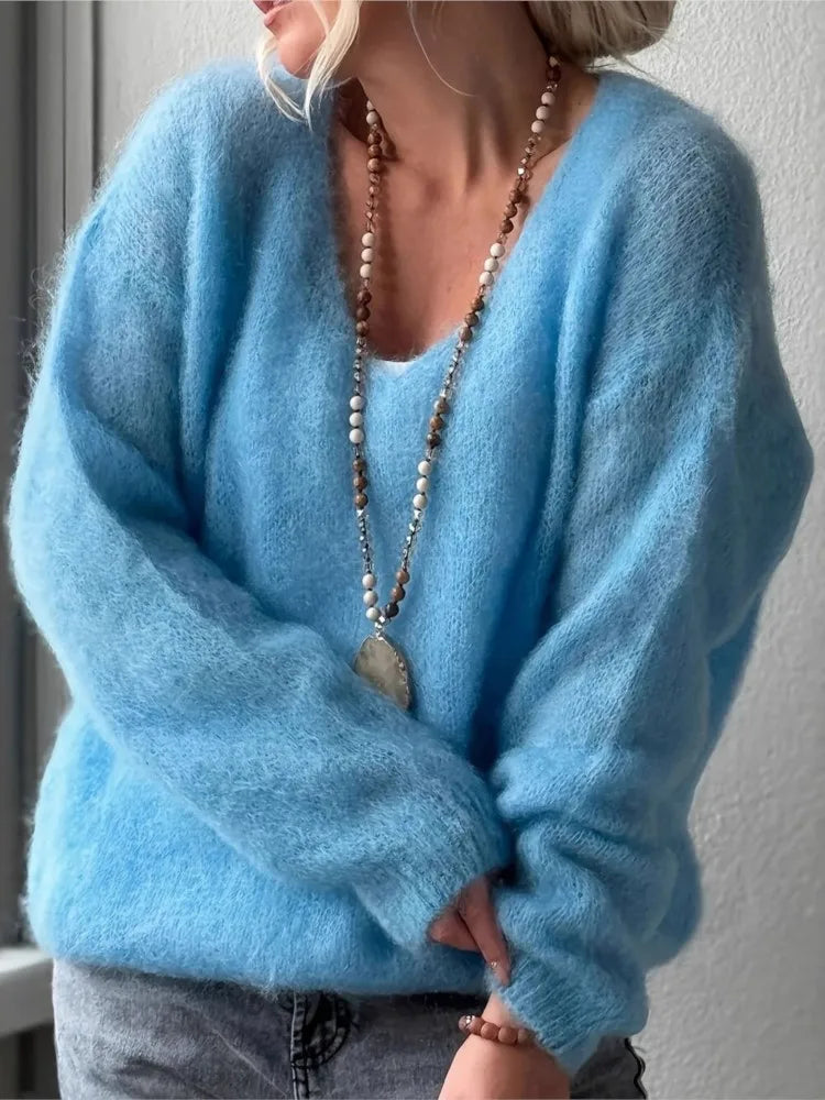 CYC Soft V-Neck Fluffy Sweater