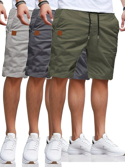 3 Solid Color Casual Shorts Set - Cafe y Calle