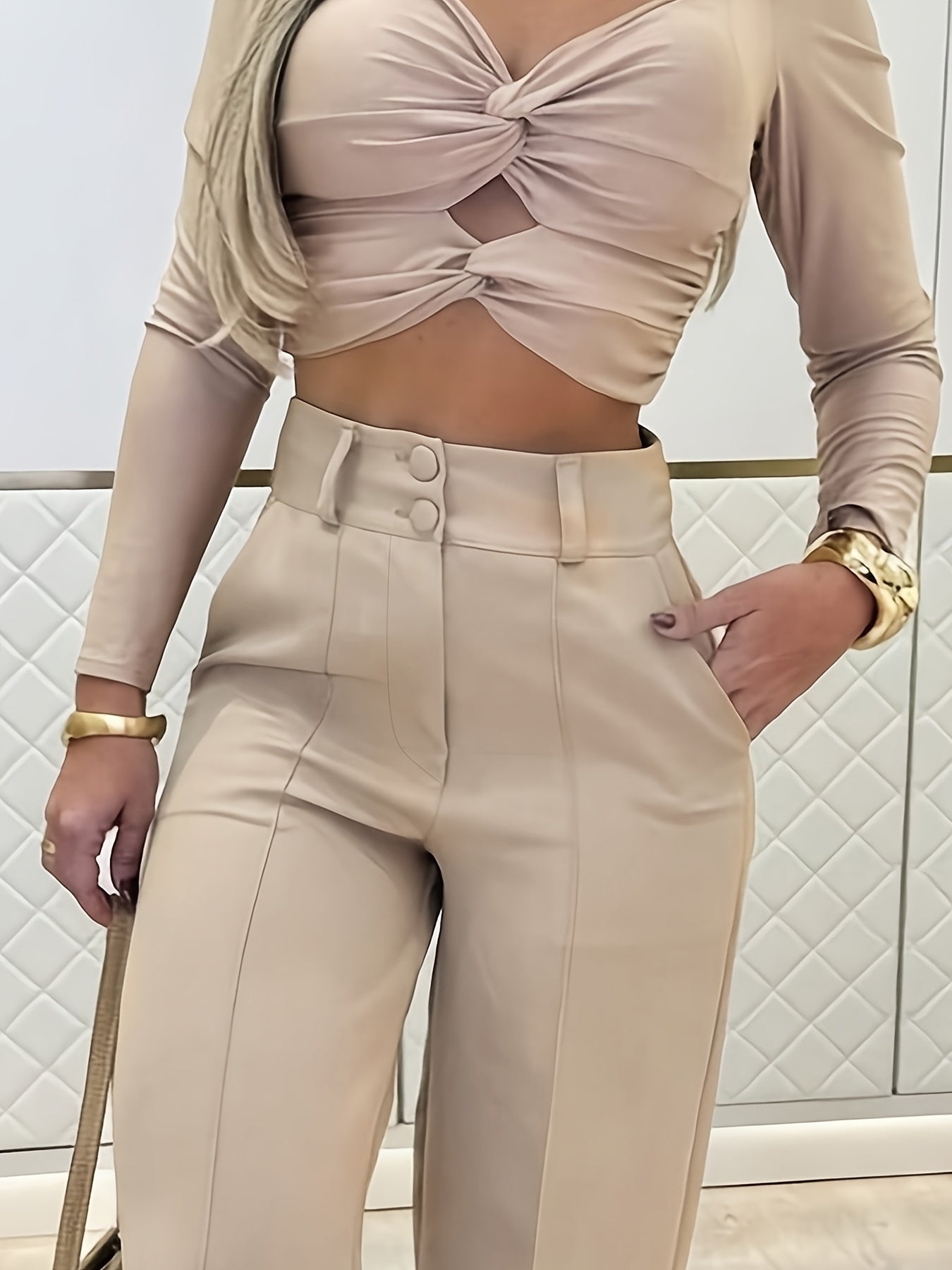 CYC Elegant Double-Breasted Wide-Leg Pants