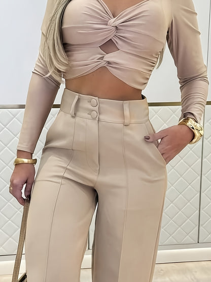 CYC Elegant Double-Breasted Wide-Leg Pants