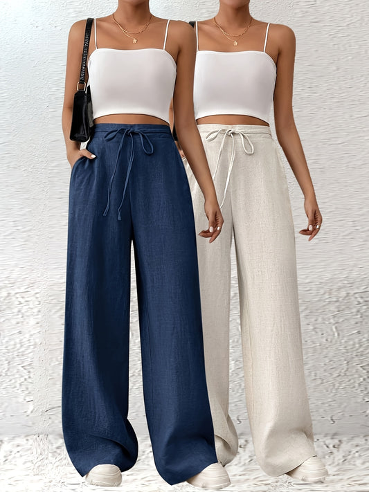 CYC Elegant Wide-Leg Pants Set – 2PCS