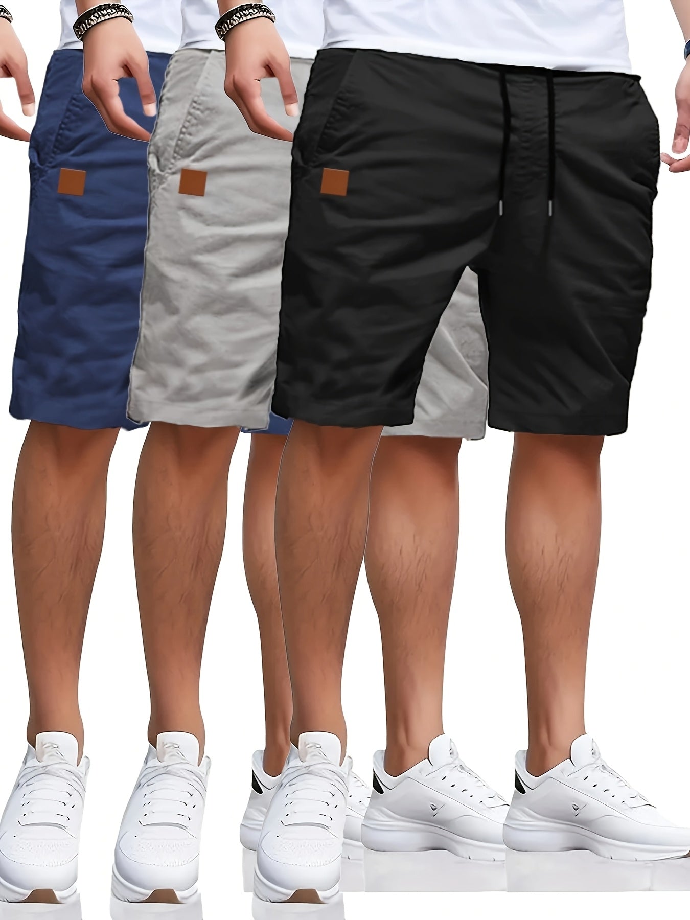 3 Solid Color Casual Shorts Set - Cafe y Calle