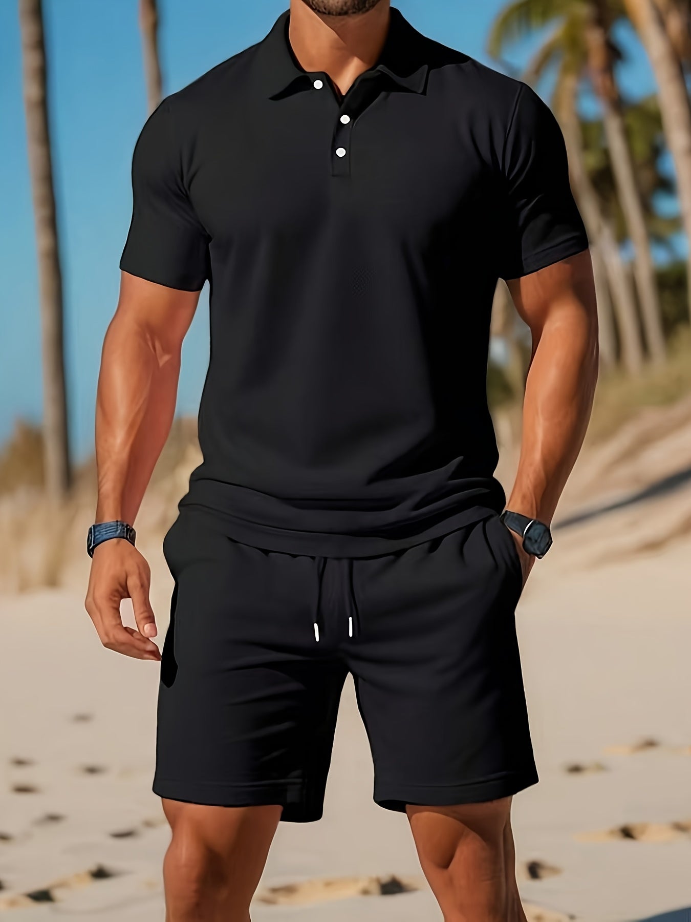 Casual Polo and Shorts Set - Cafe y Calle