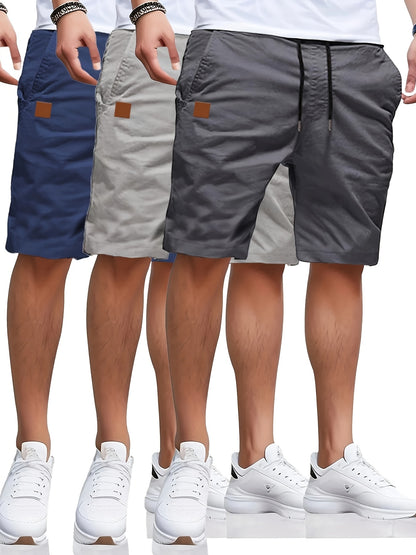 3 Solid Color Casual Shorts Set - Cafe y Calle