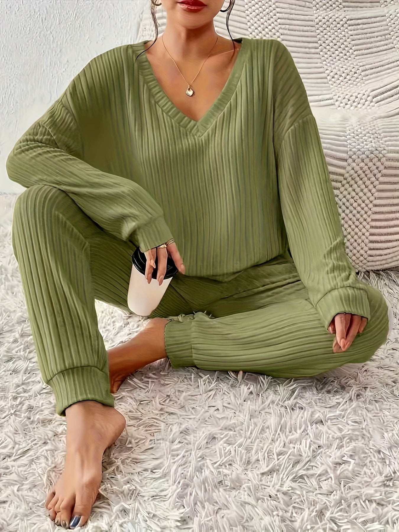 CYC Cozy Fleece-Lined V-Neck Set