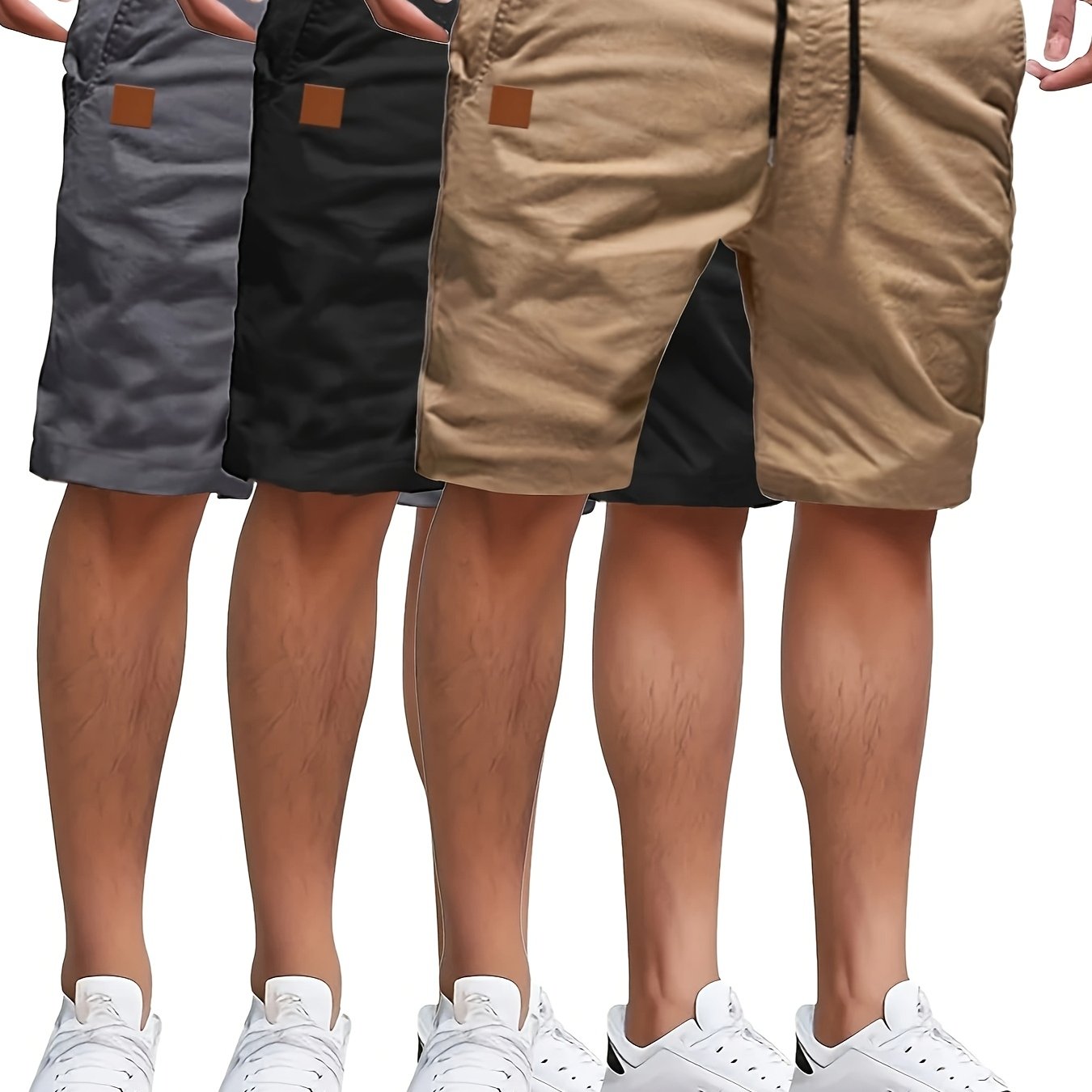 3 Solid Color Casual Shorts Set - Cafe y Calle