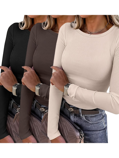 CYC Solid Knit Long Sleeve Top (3pcs Set)