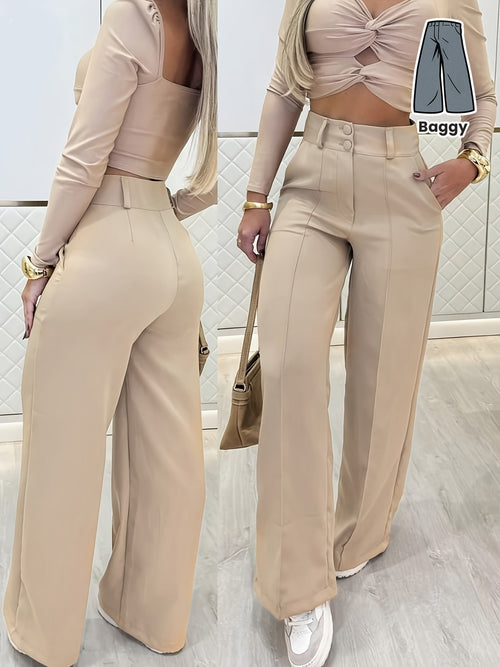 CYC Elegant Double-Breasted Wide-Leg Pants