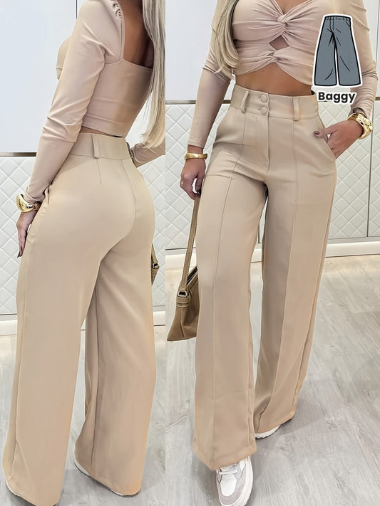 CYC Elegant Double-Breasted Wide-Leg Pants