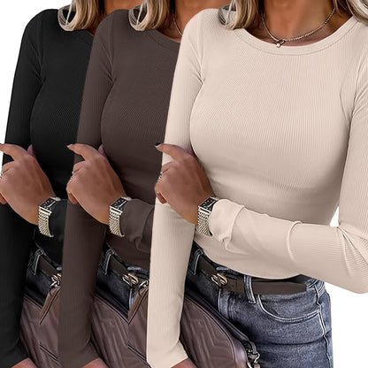 CYC Solid Knit Long Sleeve Top (3pcs Set)