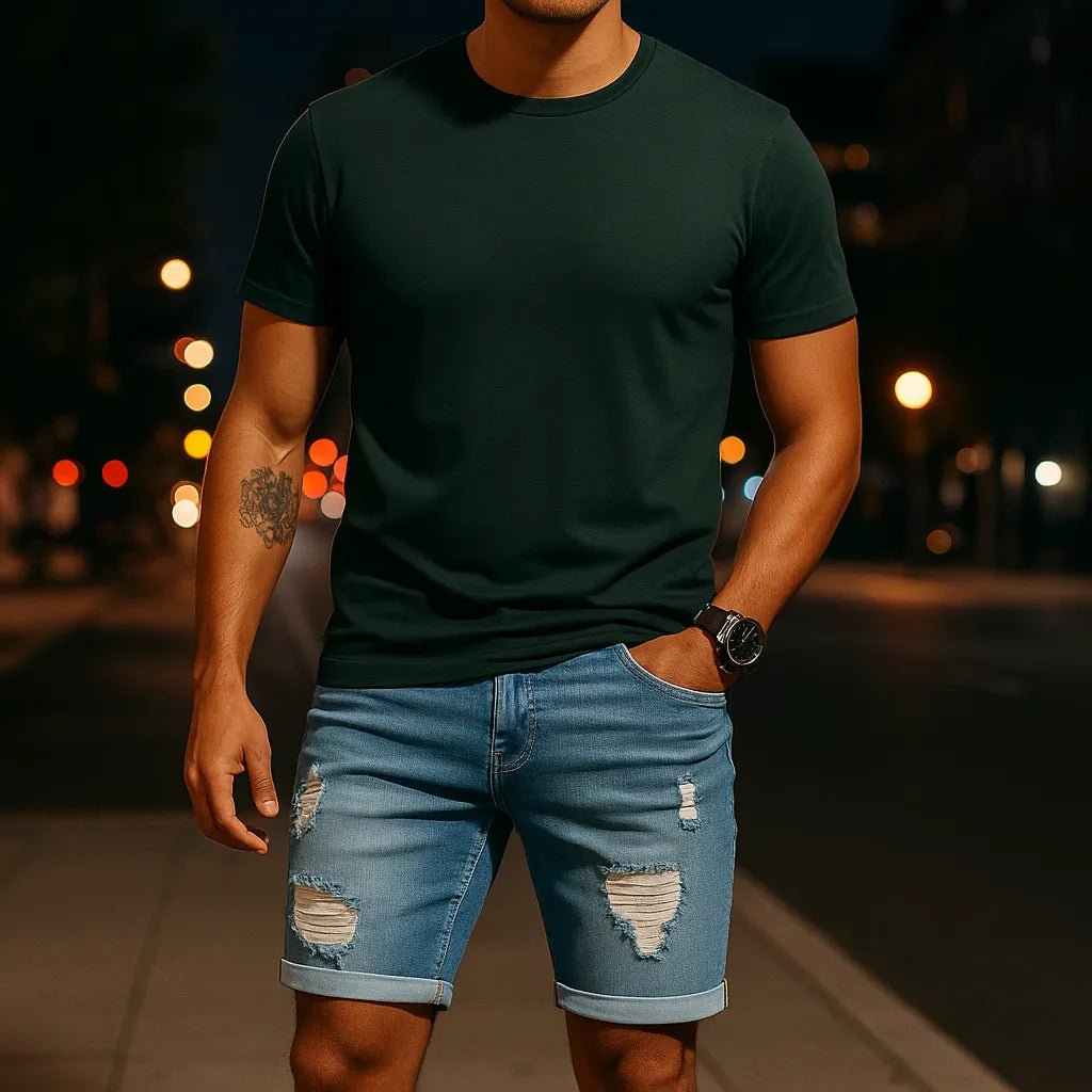 Ripped Skinny Denim Shorts - Cafe y Calle